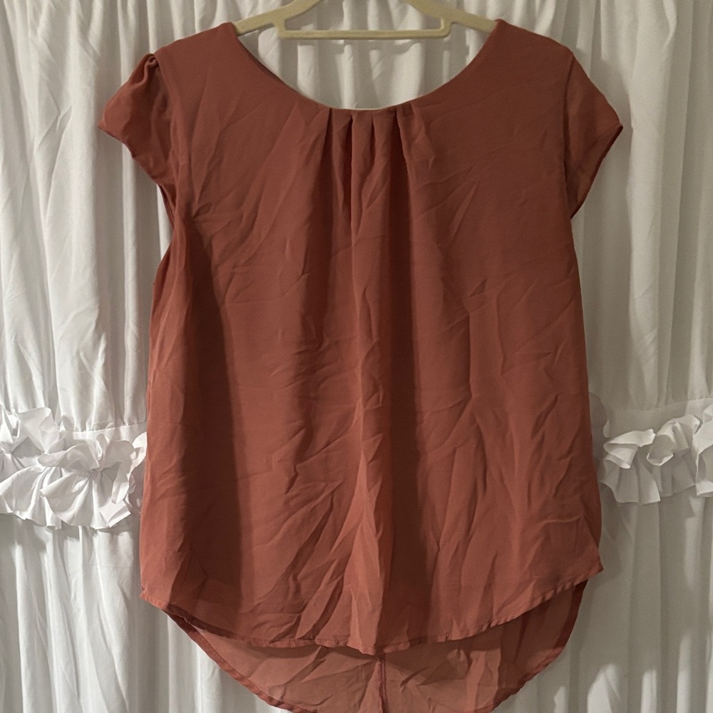 Women's pink Pleated Cap-Sleeve Blouse